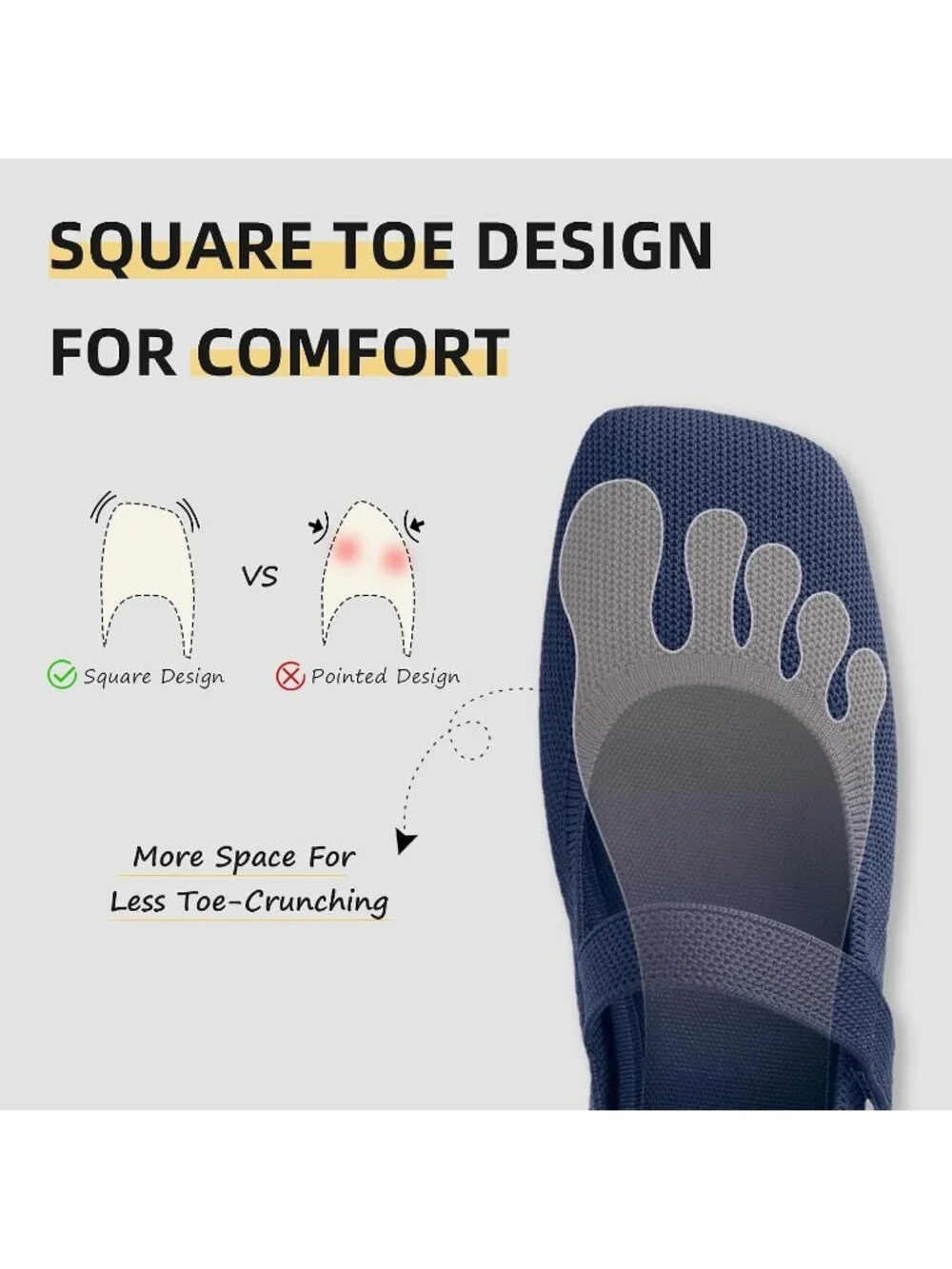 Women's Navy Rubber Knit Wide Toe Adjustable Straps Flat Slip On Comfort Shoes
